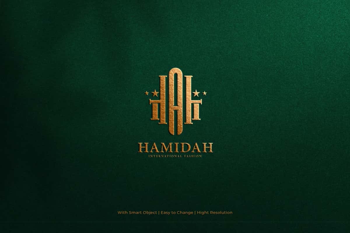 Oltin rangli naqshinkor logotip maketi | Golden embossed logo mockup 1