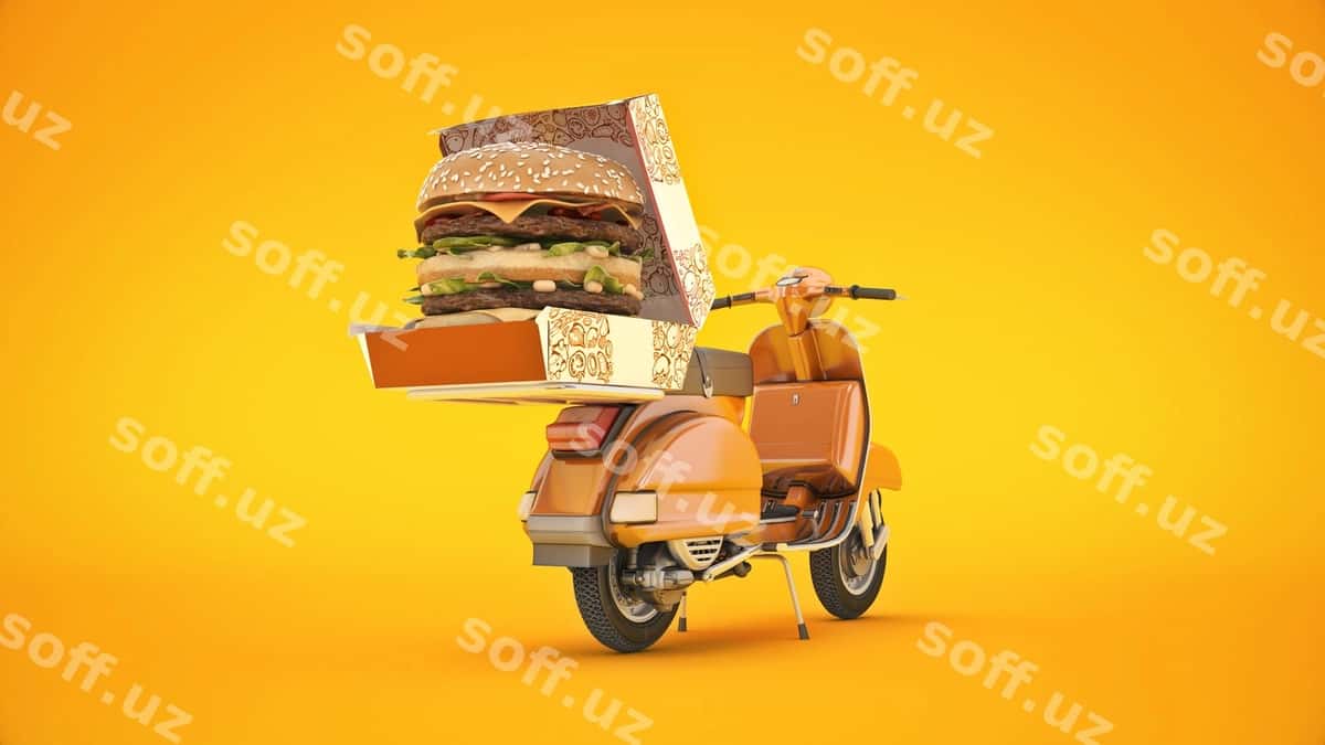 Gamburger yetkazib berish 3D render | Hamburger delivery 3d rendering 1