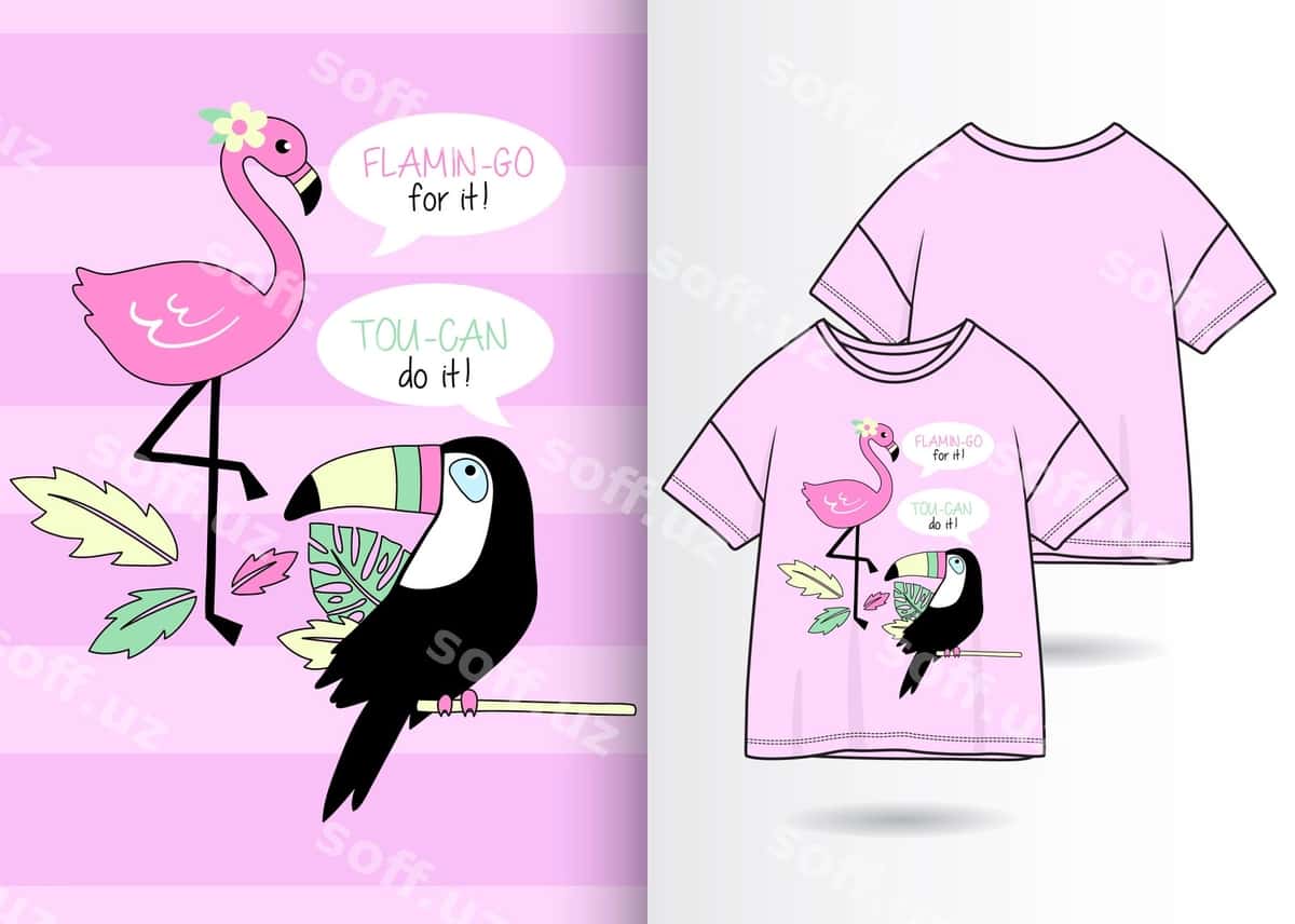 Qol qozonilgan mazali flamingo | Hand drawn cute flamingo 1
