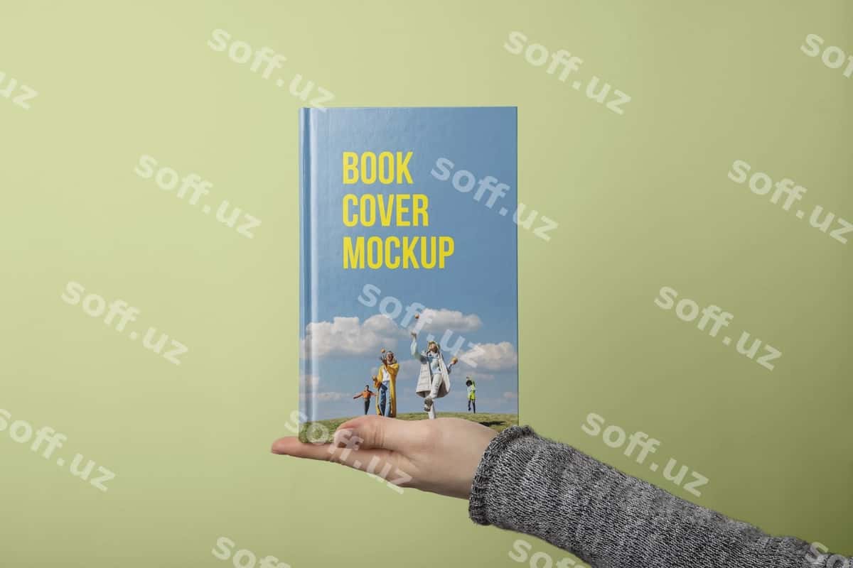 Qo'l kitobni tutgan mockup | Hand holding book mockup 1