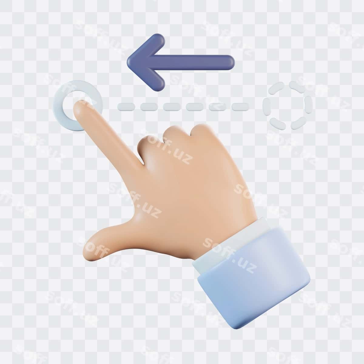 Qo'l chapga silkitish uch o'lchovli ikonka | Hand swipe left 3d icon 1