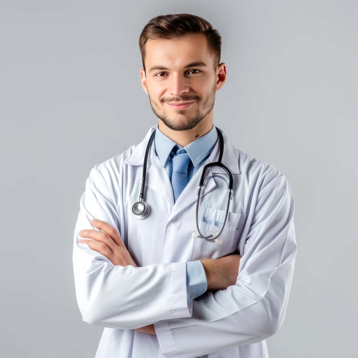 Chiroyli shifokor oq fon | Handsome doctor white background 1