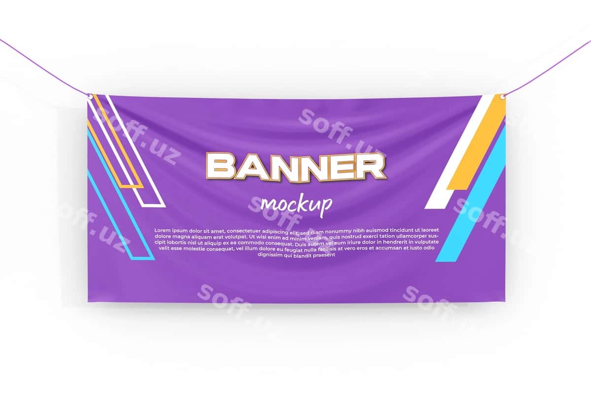 Chetga asomadigan banner mockup psd | Hanging banner mockup psd 1