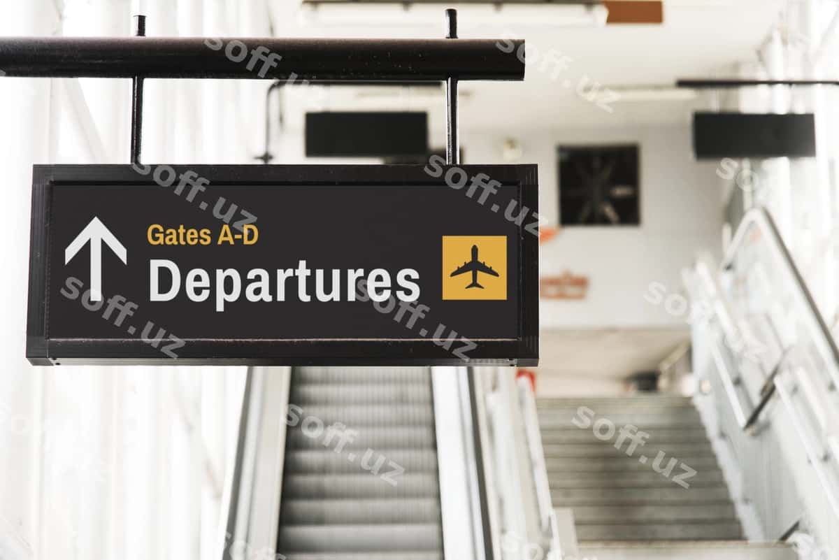 Osilgan belgi maketi old eskalator | Hanging sign mockup front escalator 1