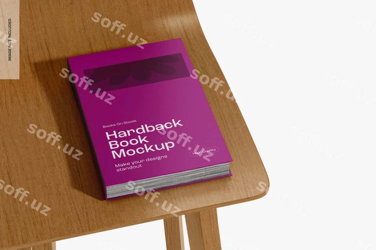 Qattiq mukattoli kitob mockup perspektivasi | Hardback book mockup perspective 1