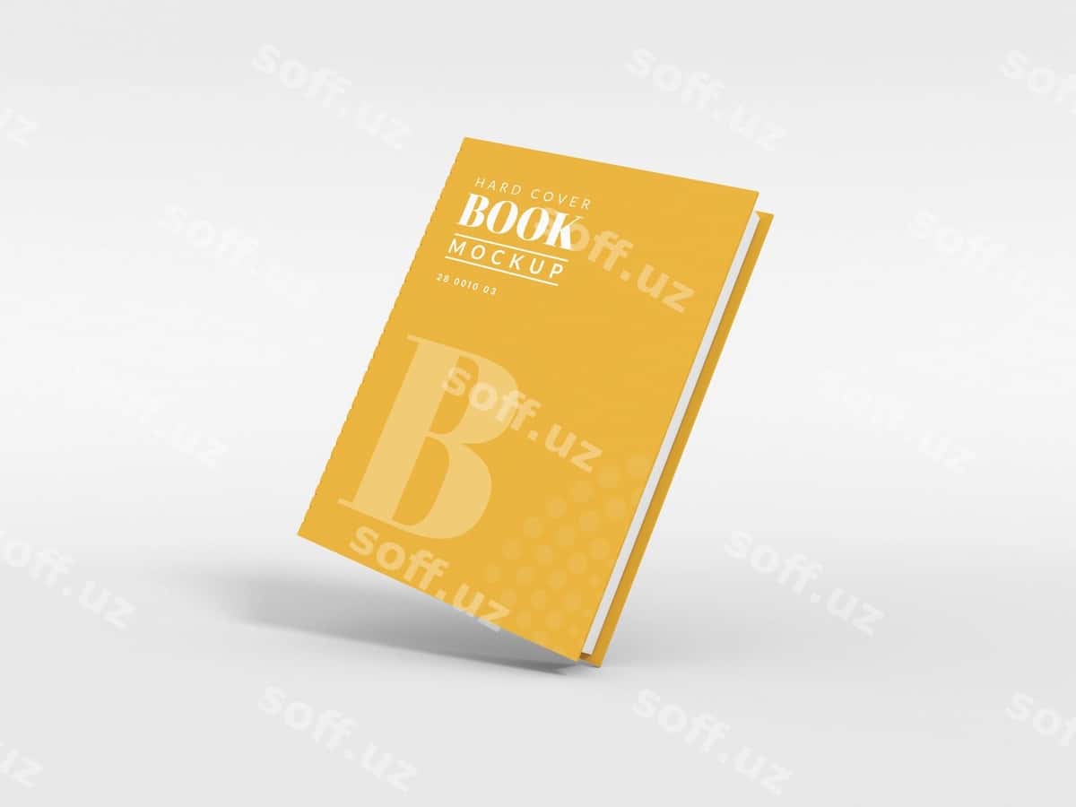 Qattiq mukattoli kitob varaqi mockup | Hardcover book cover mockup 1