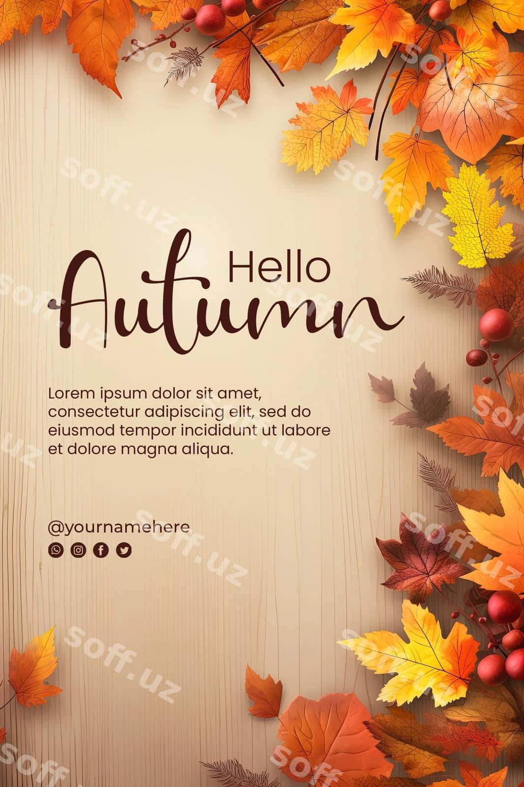 Salom kuz orqa fon kuz plakati | Hello autumn background autumn poster 1