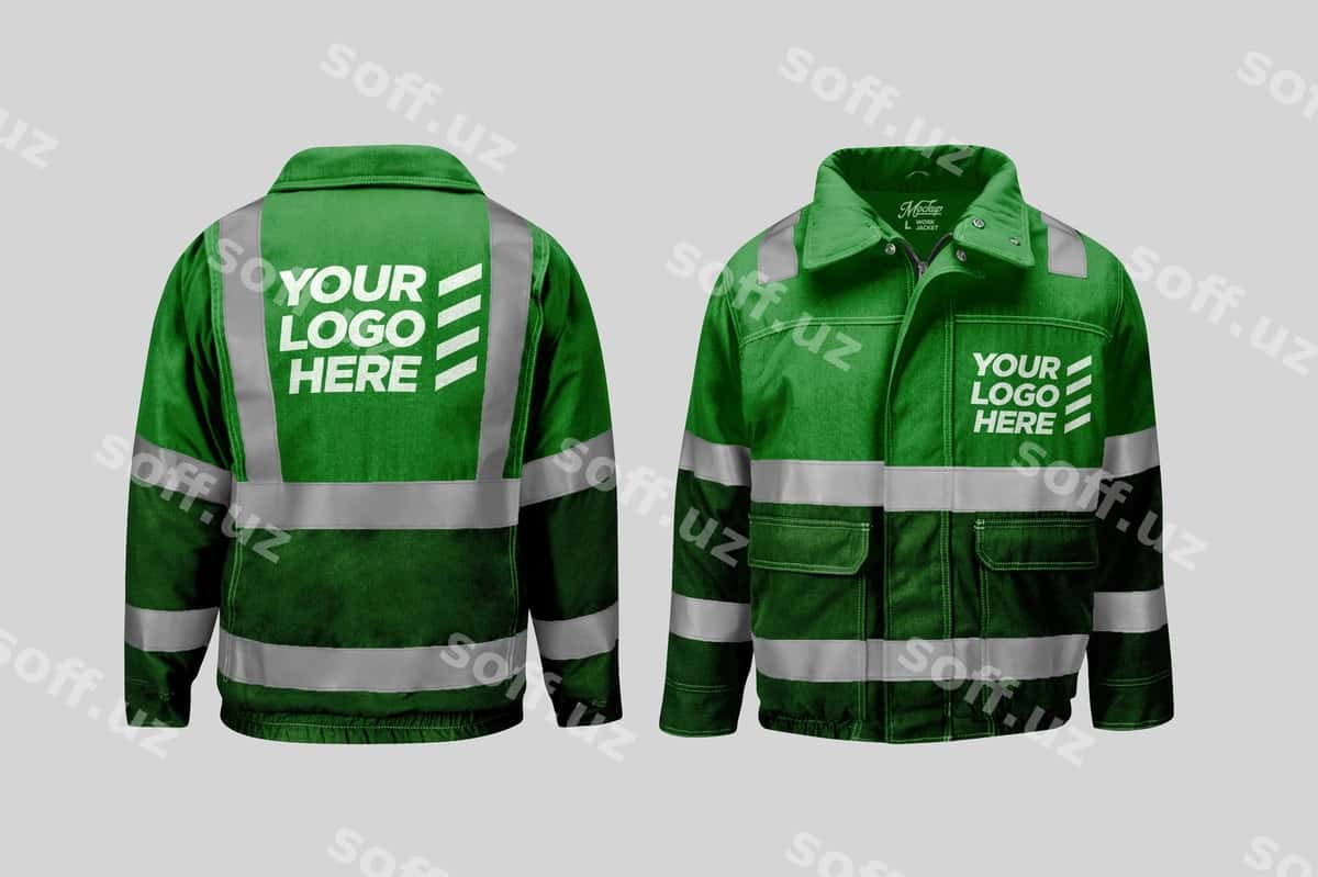 Yuqori ko'rinishlik ish jaketi namunasi | Hi vis work jacket mockup 1