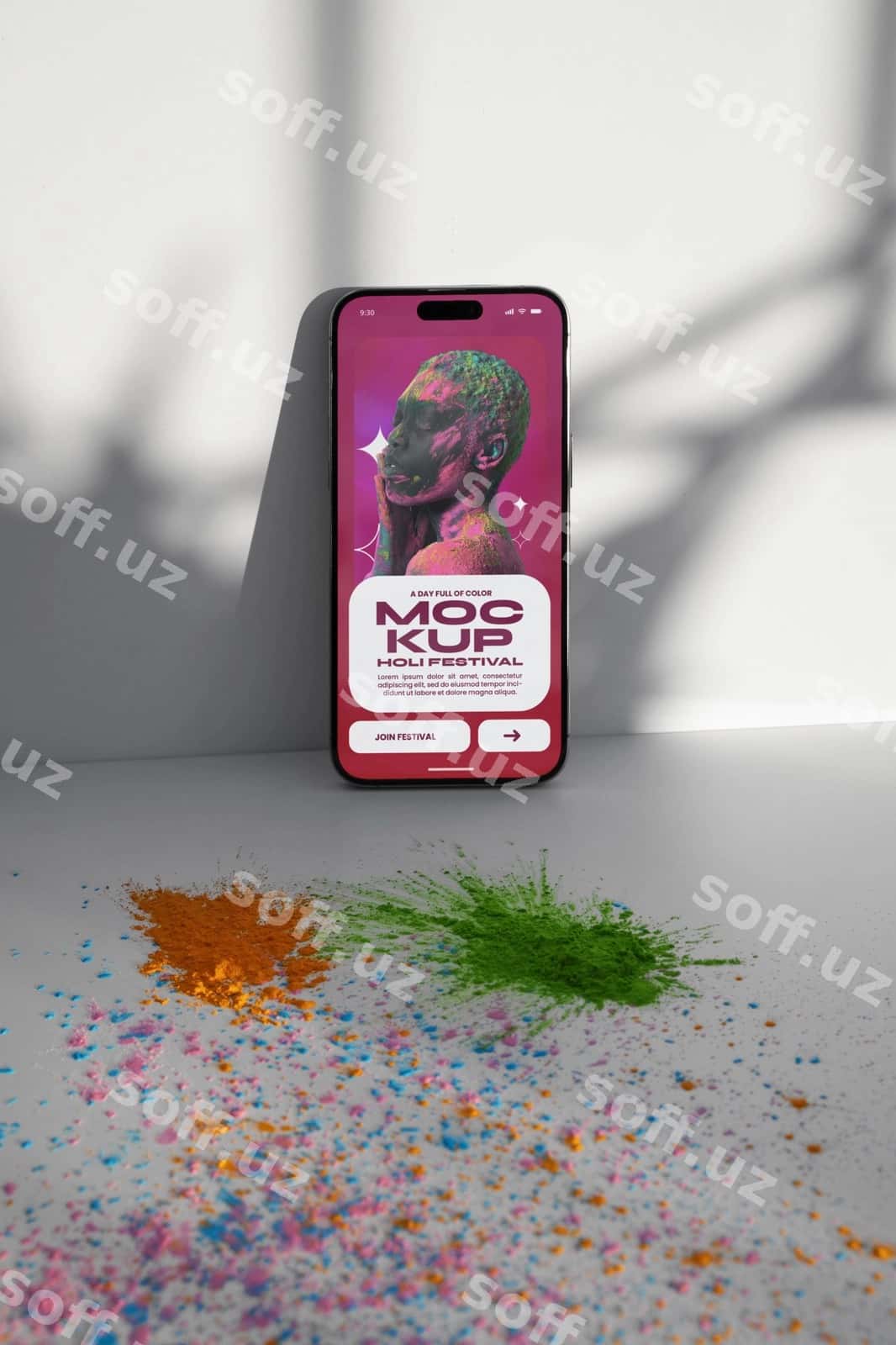 Holi festivali qurilmasi maketi | Holi festival device mockup 1