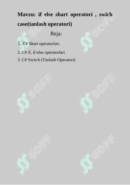 if else shart operatori , swich case(tanlash operatori)