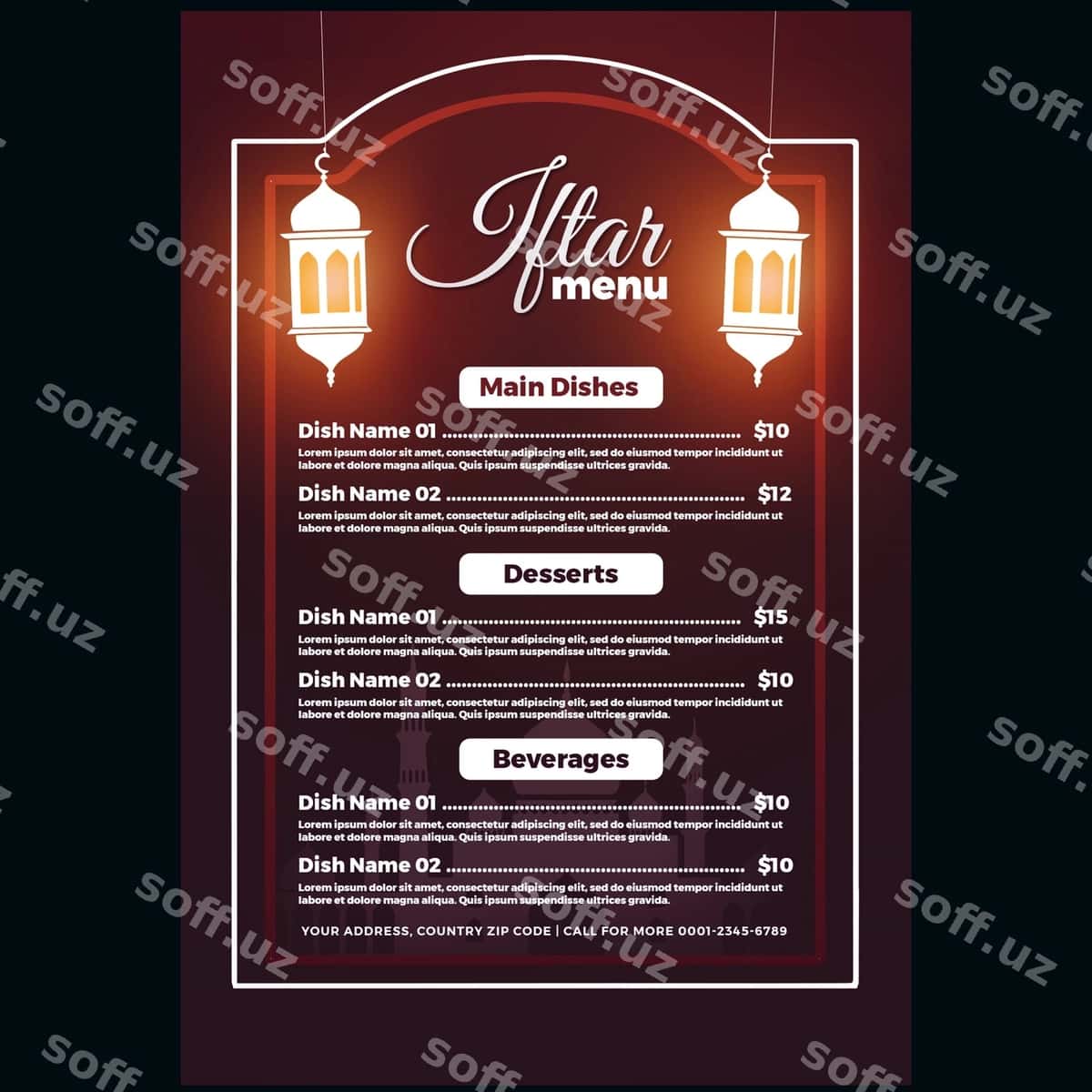 Iftar menyu shablon dizayni | Iftar menu template design 1