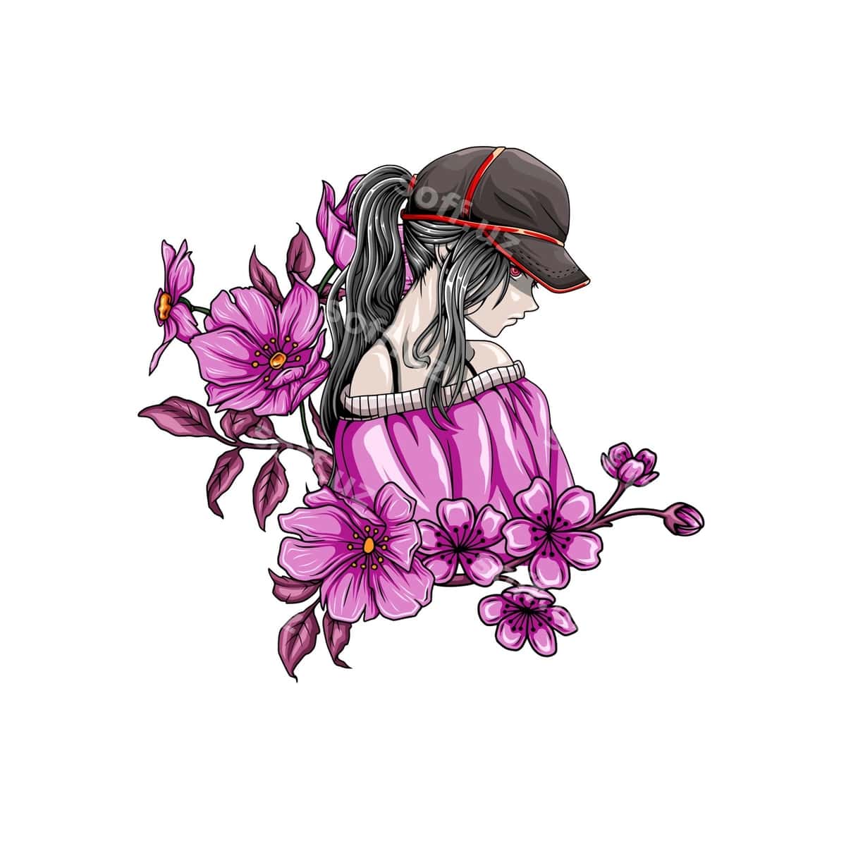 Illustratsiya stilldi ayol boshlik kiygan | Illustration cool girl wearing hat 1