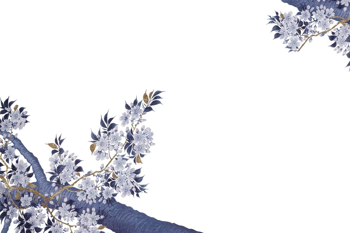 Indigo ko'k gulli ramka dizayn elementi | Indigo blue floral frame design element 1