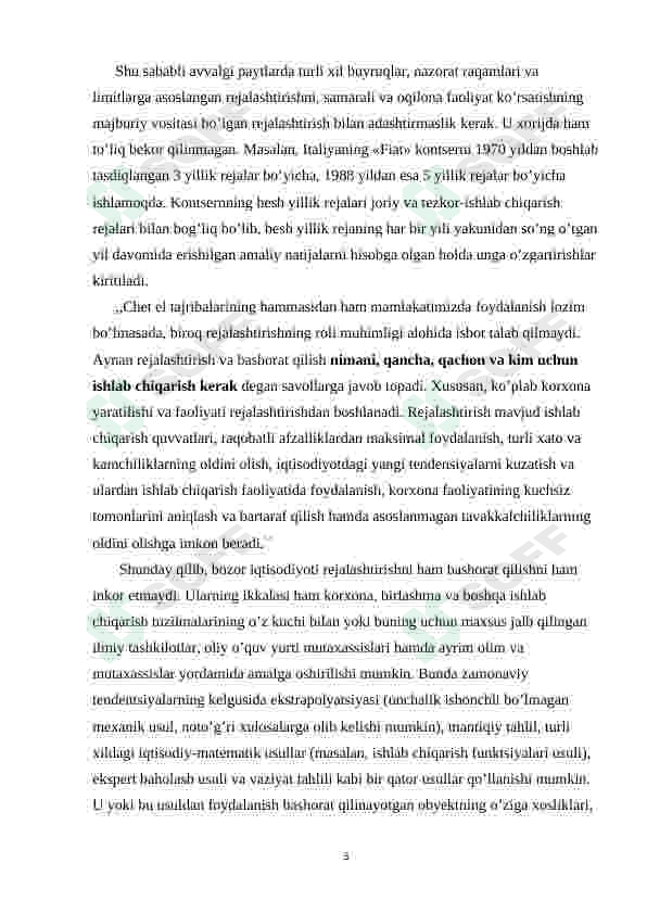 Industrial iqtisodiyot. Rejalashtirish va bashorat qilishning ahamiyati 3