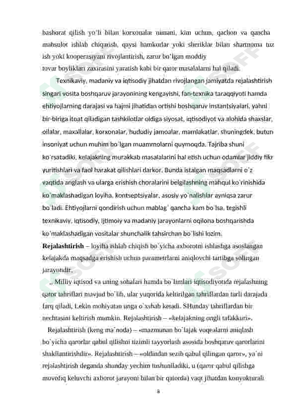 Industrial iqtisodiyot. Rejalashtirish va bashorat qilishning ahamiyati 6