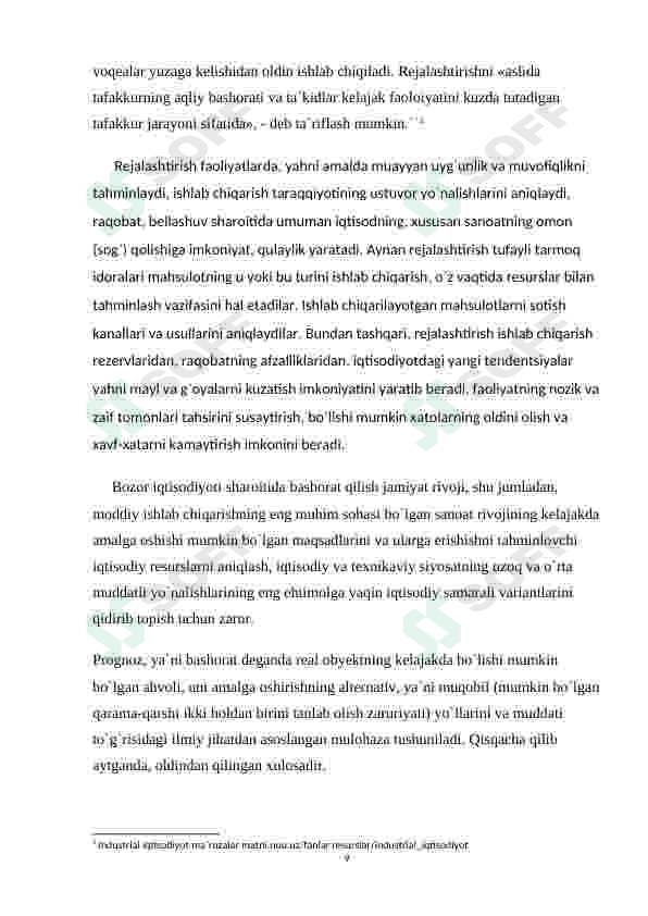 Industrial iqtisodiyot. Rejalashtirish va bashorat qilishning ahamiyati 7