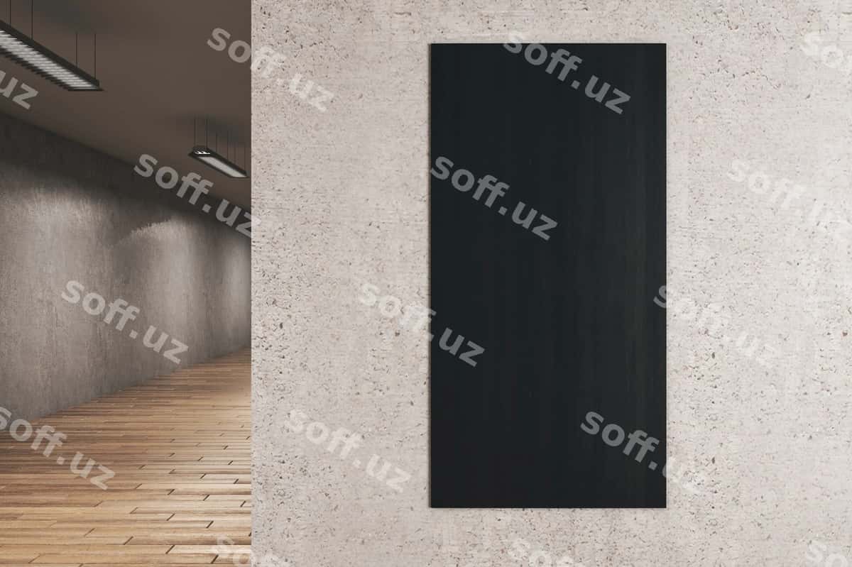 Ichki maydon bo'sh qora banner bilan | Interior with empty black banner 1