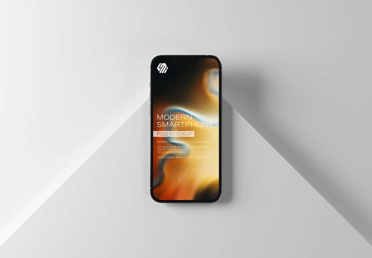 Mobil telefon oq kvadrat displey maketi | Mobile phone white squared display mockup 1