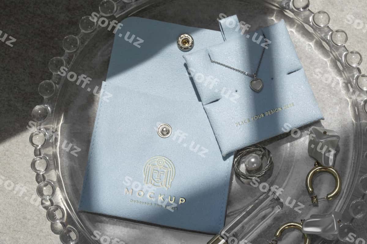 Zirvotlar uchun sumka mockup dizayni | Jewelry bag mockup design 1
