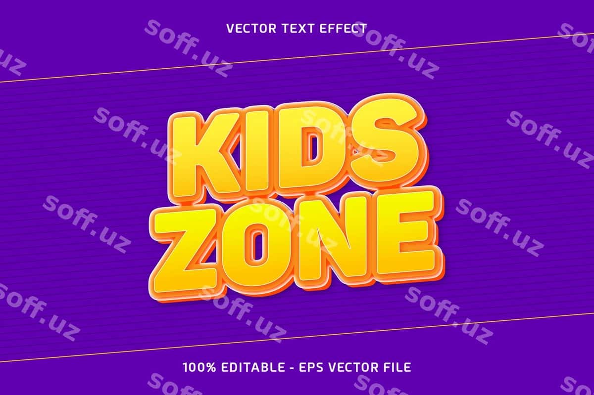 Bolalar hissasi vektor matn effekti | Kids zone vector text effect 1