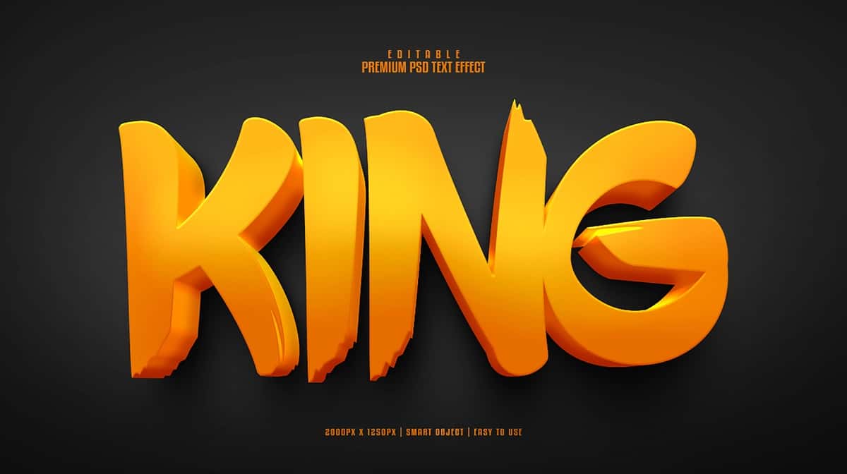 King oltin tahrirlanadigan premium 3D psd matn effekti | King golden editable premium 3d psd text effect 1
