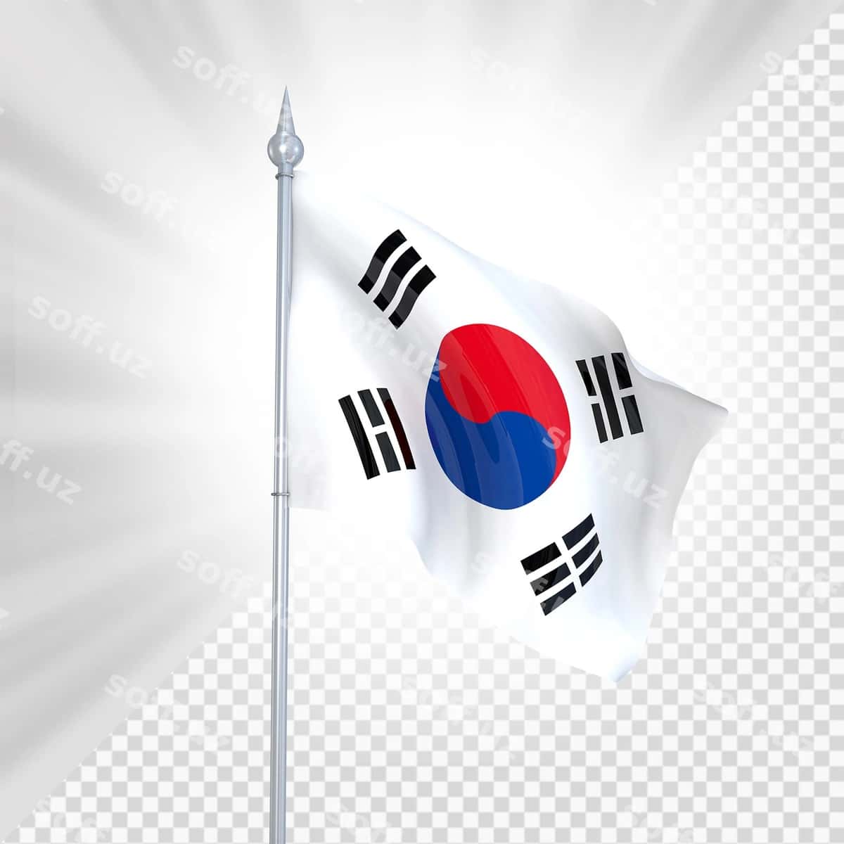 Koreya bayrog'ining 3D tasviri | Korea flag 3d render 1