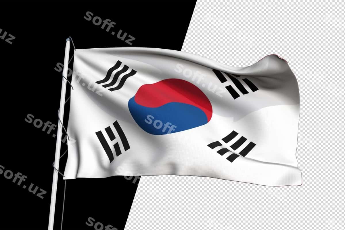 Koreya bayrog'i shaffof fonsiz PNG | Korea flag isolated transparent png 1