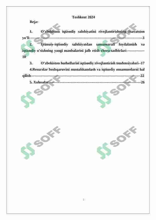 O’zbekistonning iqtisodiy salohiyati va undan samarali foydalanish muammolari 2