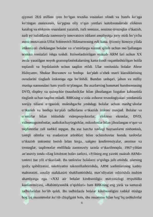 Respublika bolalar kutuxonasi xizmat  ko`rsatish  bo`limi 6