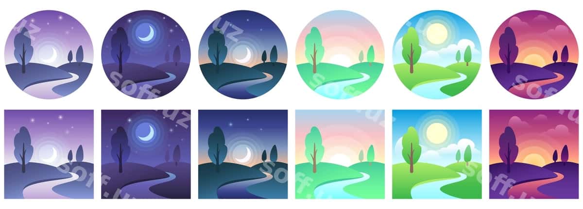 Landskap vaqt ikonkalar | Landscape time icons 1