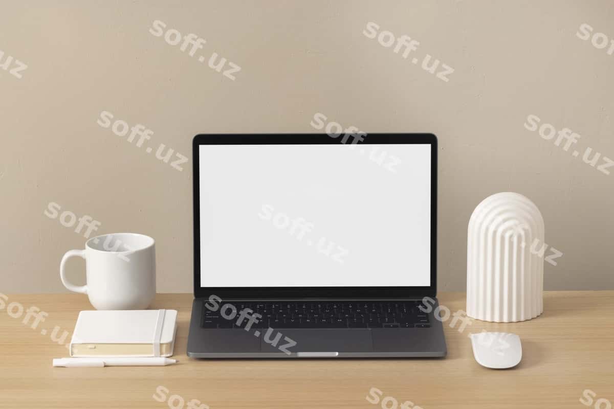 Ichkarida noutbuk maketi | Laptop mockup indoors 1