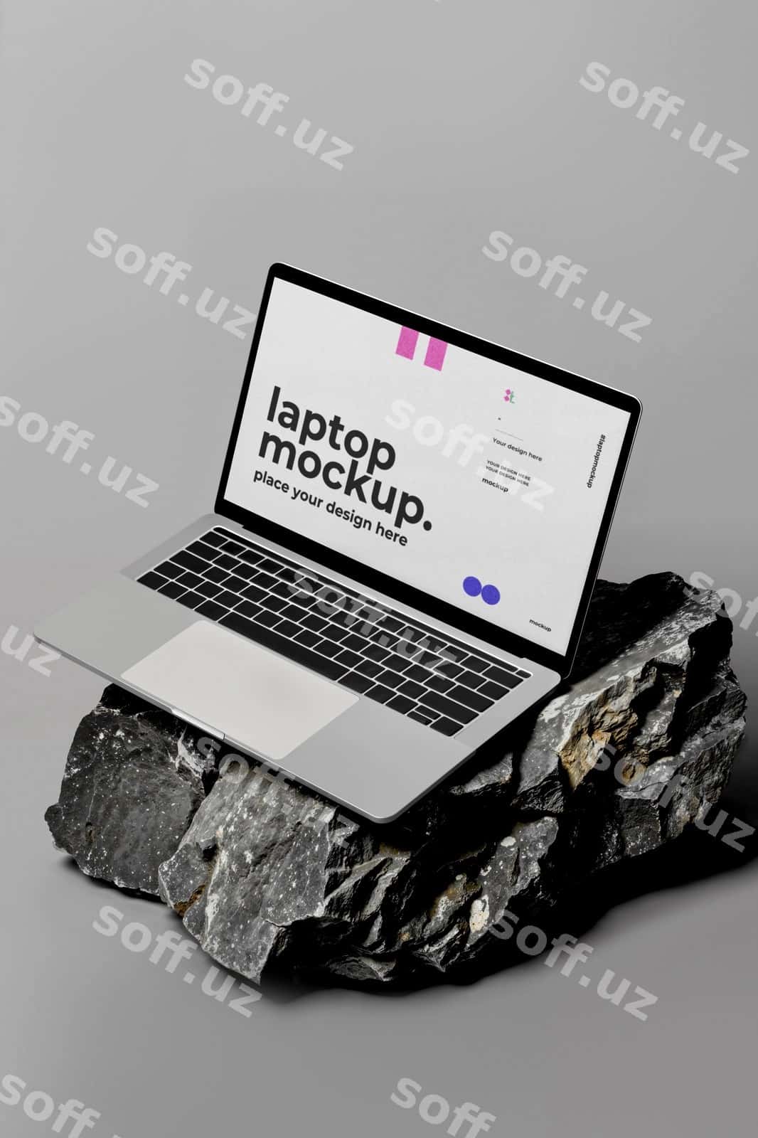 Noutbuk namuna yuqori tosh | Laptop mockup top stone 1