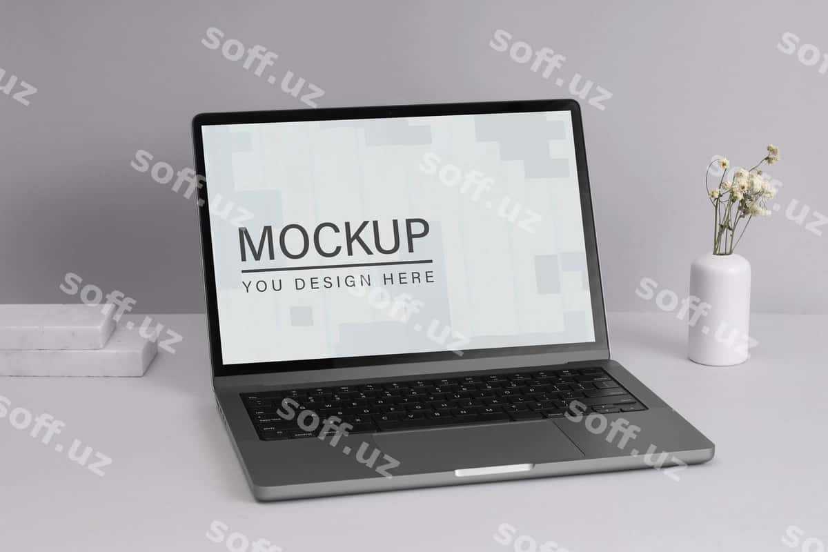 Noutbuklarni o'rnatish jadvali maketi | Laptopplanttablearrangementmockup 1