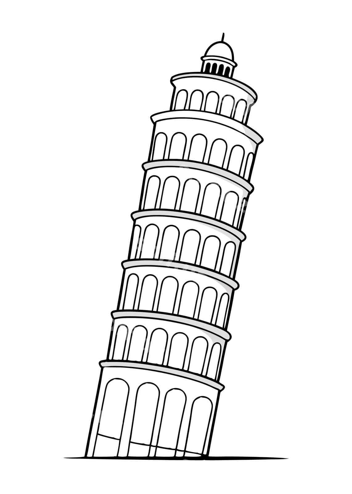 Pisa yinclik qulasi bo'yash sahifasi | Leaning tower pisa coloring page 1