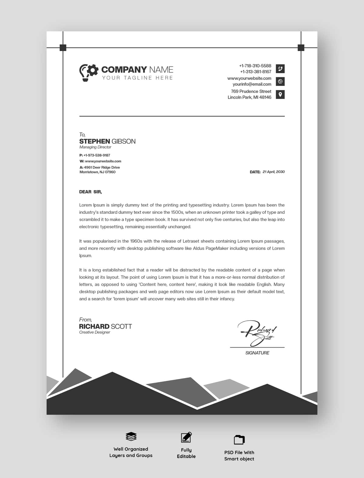Zamonaviy biznes korporativ blanka shablonlari | Modern business corporate letterhead template 1