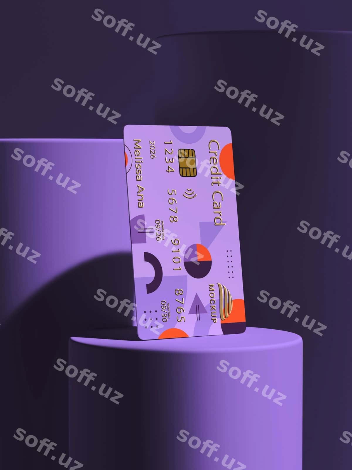 Suzy turgan kredit karta namuna dizayni | Levitating credit card mockup design 1