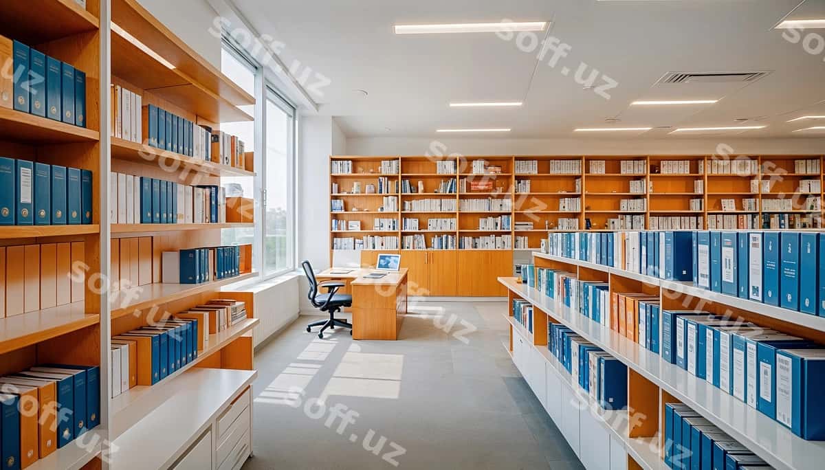 Kutubxona polklari kitoblar bilan | Library shelves with books 1