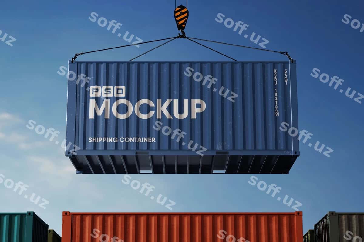 Yuklash jo'natma konteyner saqlash namunasi | Loading shipping container storage mockup 1