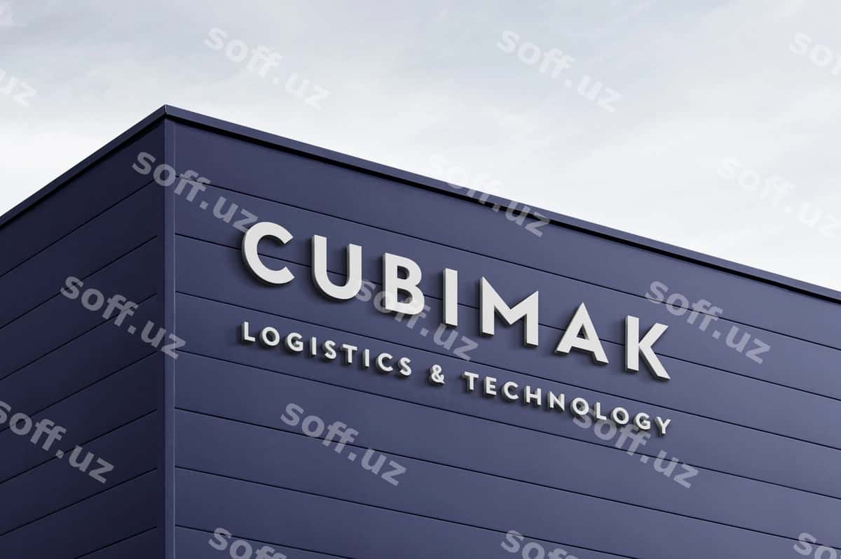 Logo namunasi 3d bino belgisi | Logo mockup 3d building sign 1