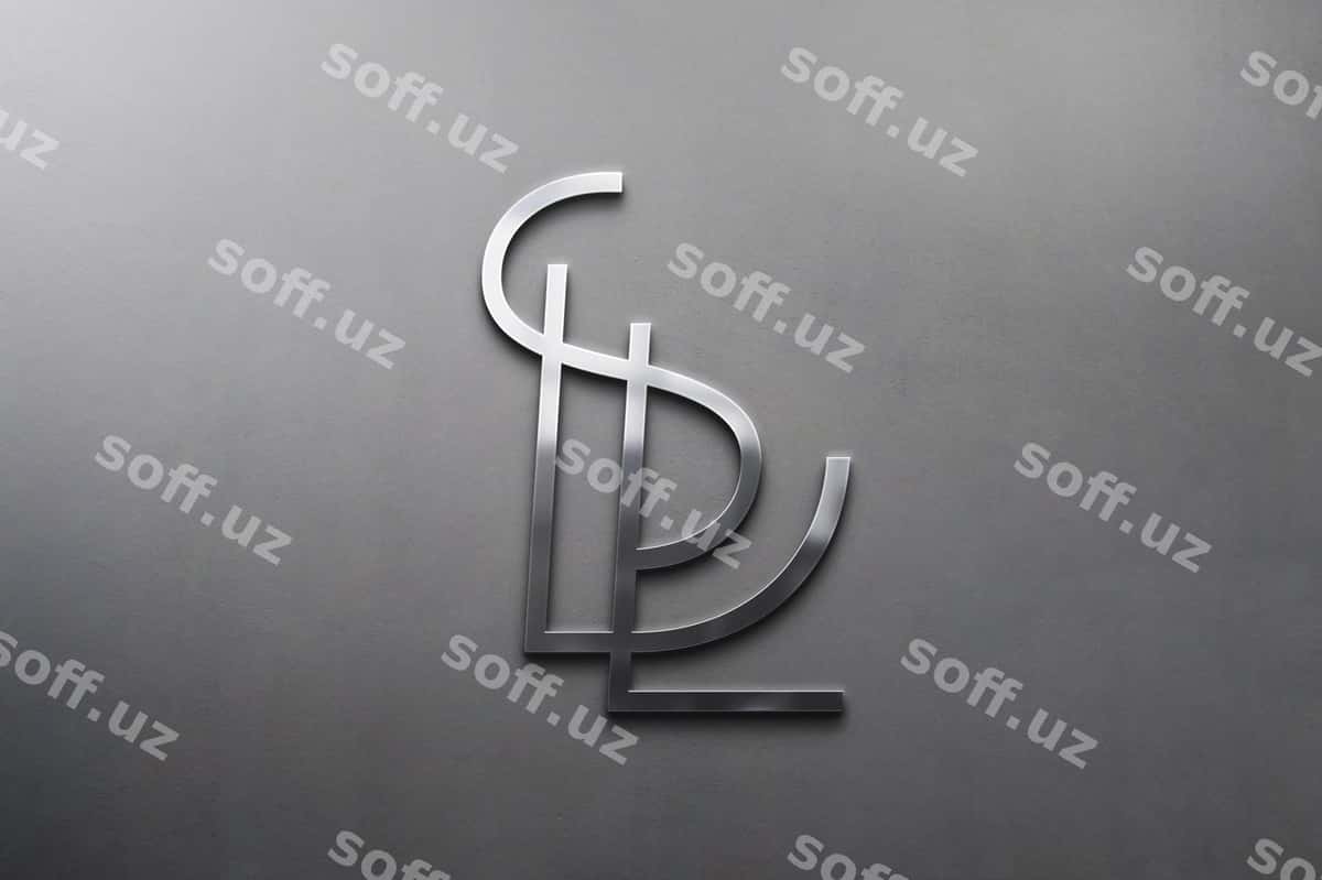 Logo mockup 3d belgi hrom beton | Logo mockup 3d sign chrome concrete 1