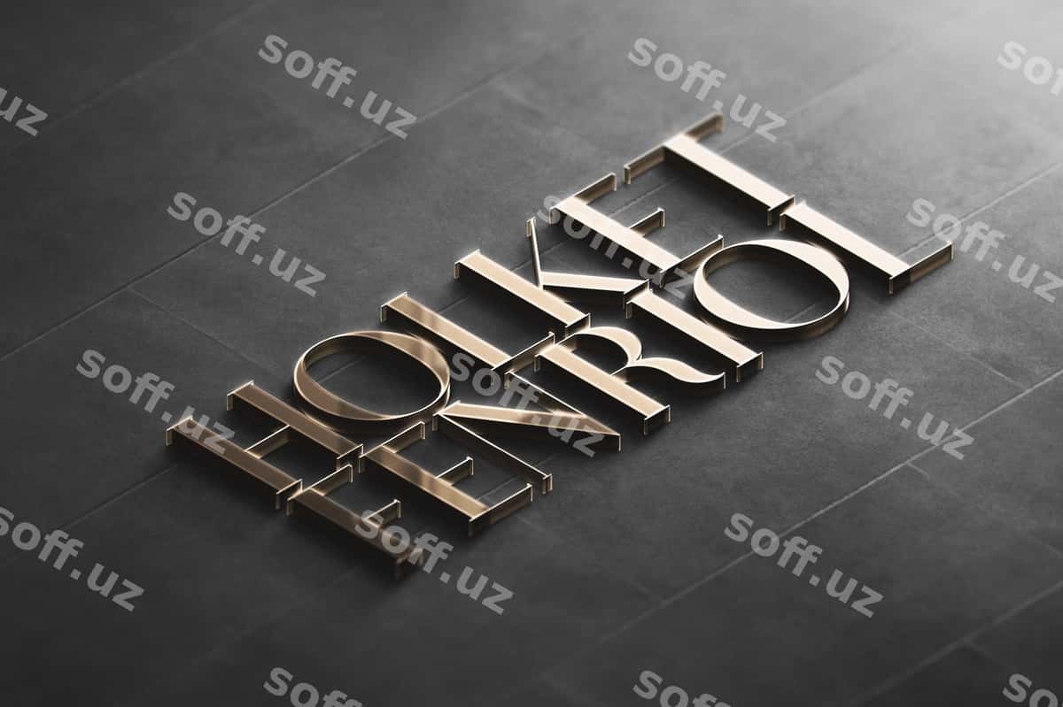 Logo namuna perspektiva 3D oltin | Logo mockup perspective 3d gold 1