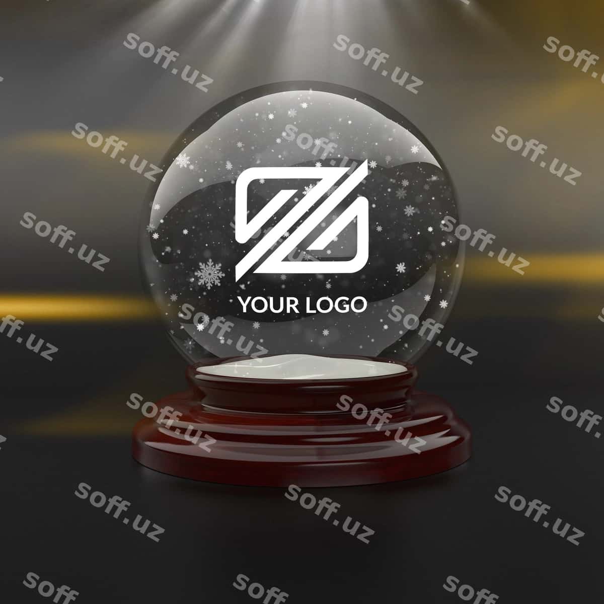 Logo mockup Nohorgi qar qulagi bilan | Logo mockup whit christmas snowball 1
