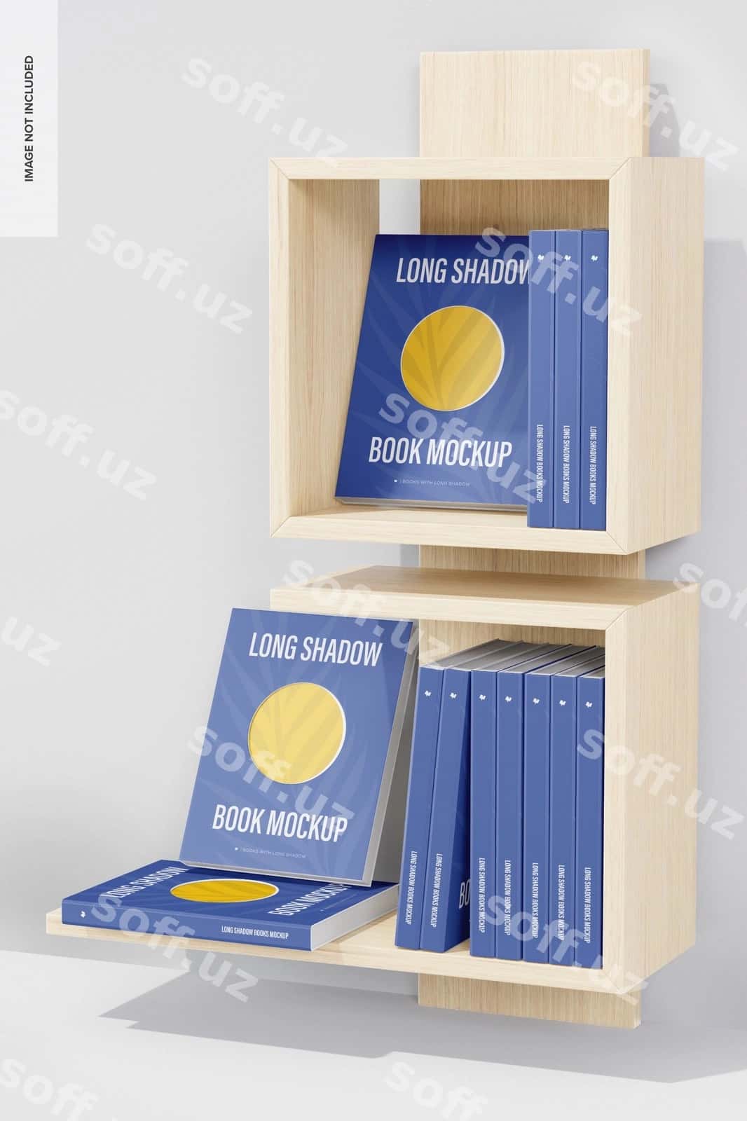 Uzun soya kitoblari naqshli kitob javoni | Long shadow books mockup bookcase 1