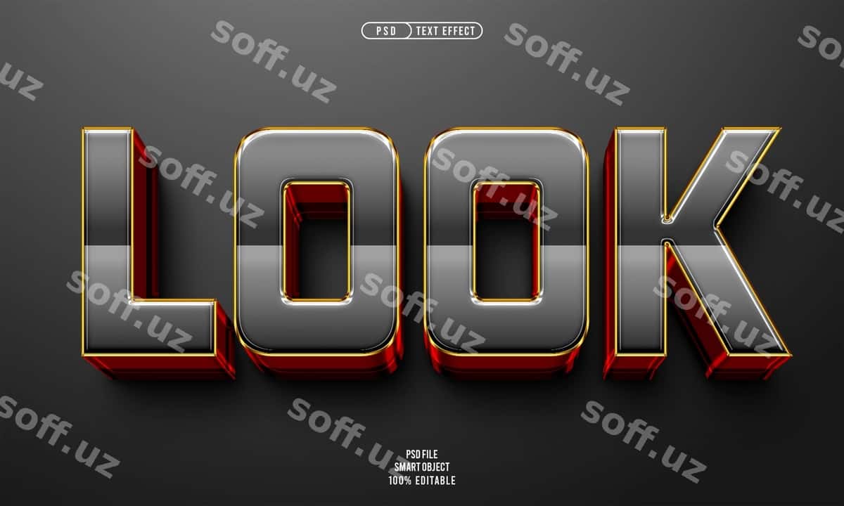 3D tahrirlanadigan matn effektiga qarang | Look 3d editable text effect 1