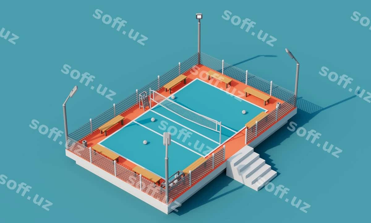 Past polimer voleybol maydonchasi | Low poly volleyball court 1