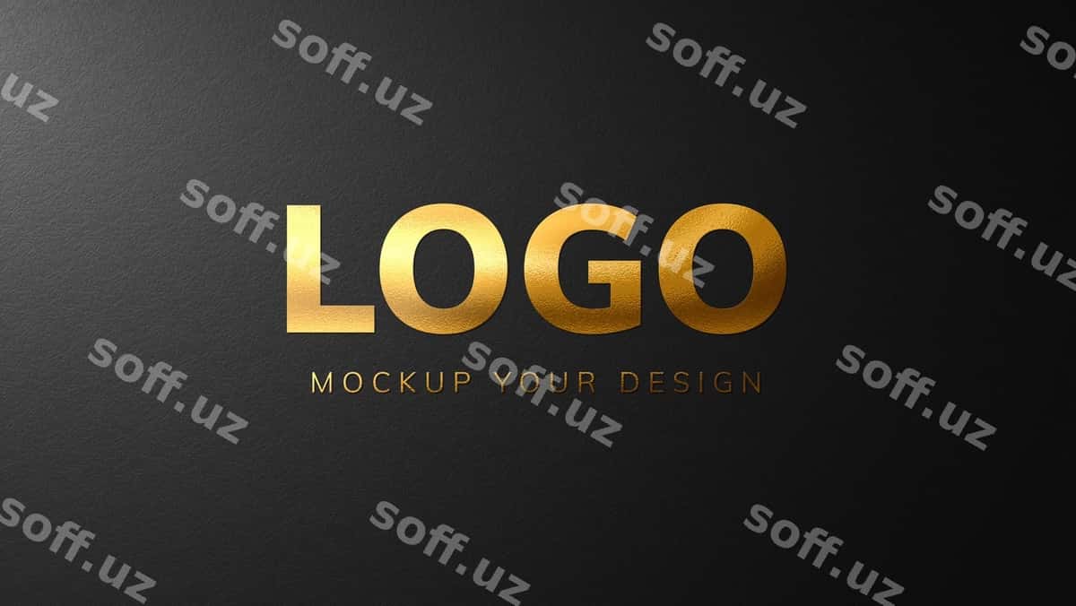 Hasharot oltin logo namuna dizayni | Luxury gold logo mockup design 1
