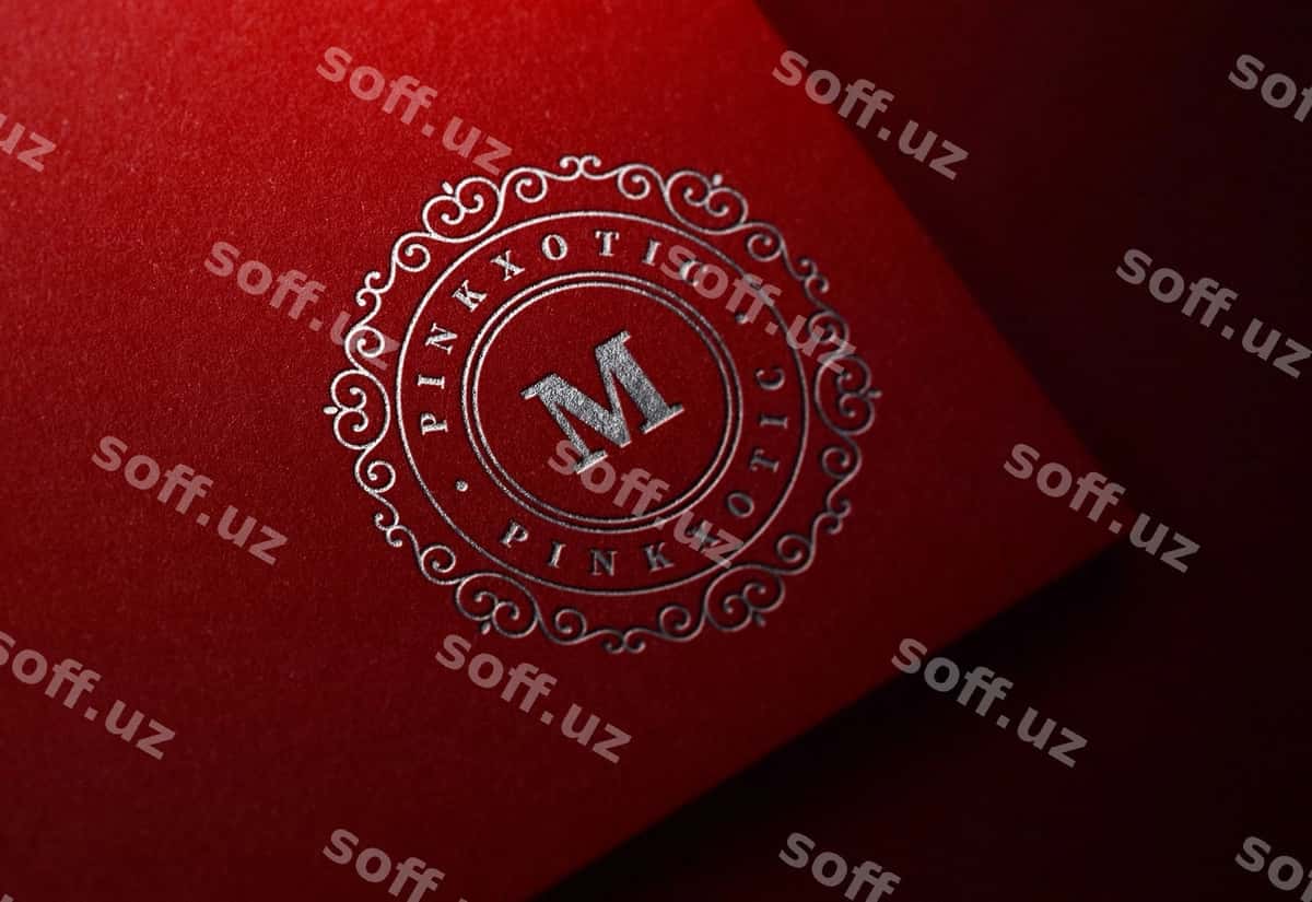 Lukzy logotip namunasi qizil qog'oz | Luxury logo mockup red paper 1