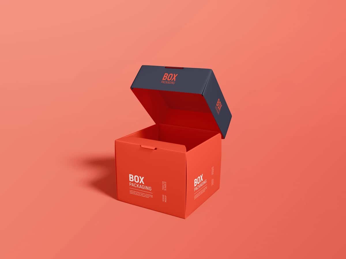 Qog'oz mahsulot yetkazib berish qutisi brendi maketi | Paper product delivery box branding mockup 1