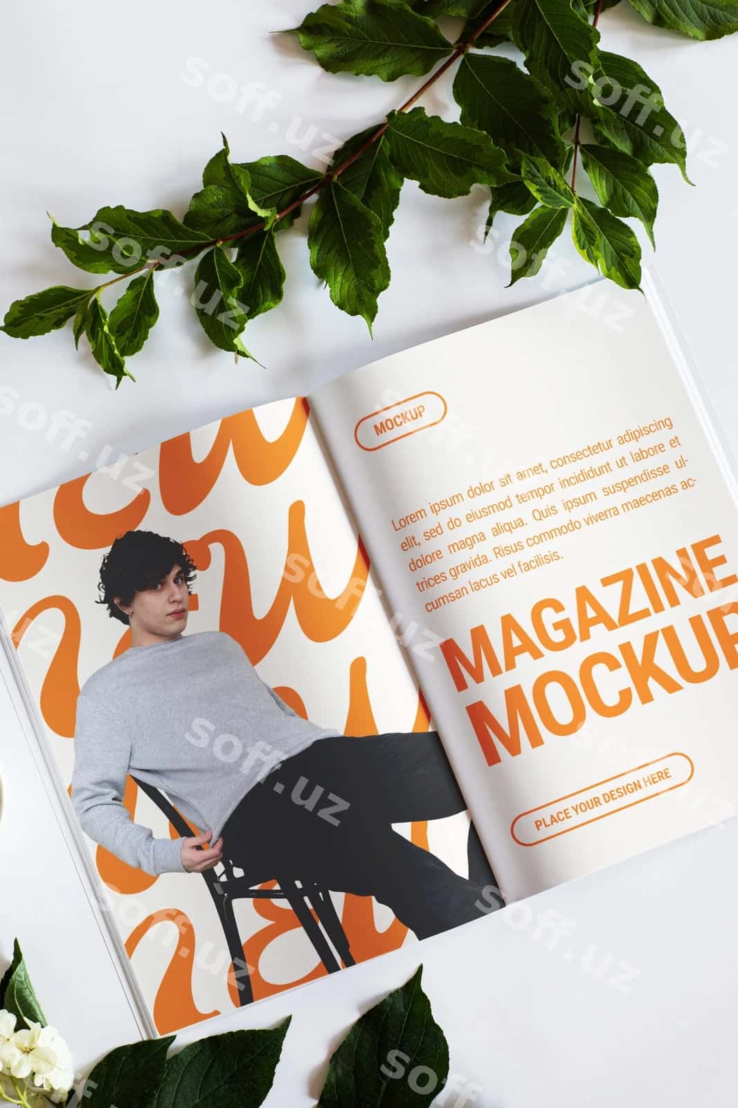 Zımba bilan yopiladigan jurnal maketi | Magazine mockup with staple closure 1