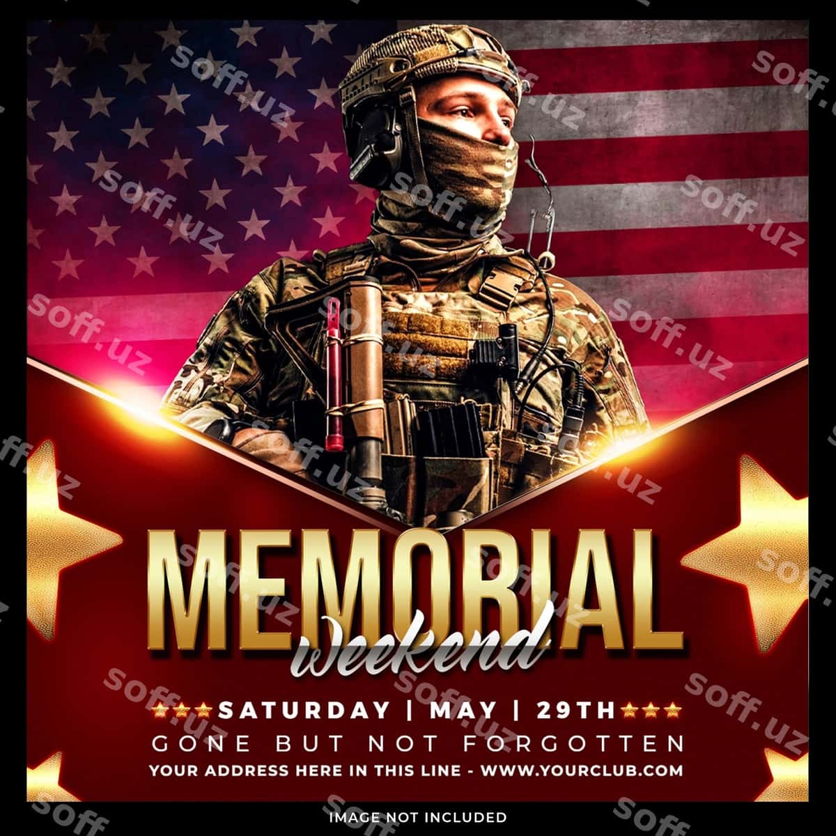 Xotira kuni post shablon | Memorial day post template 1